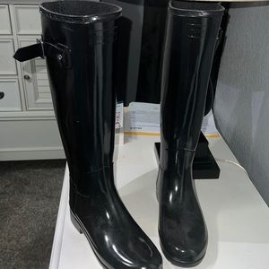 Women Hunter rain boots black gloss .